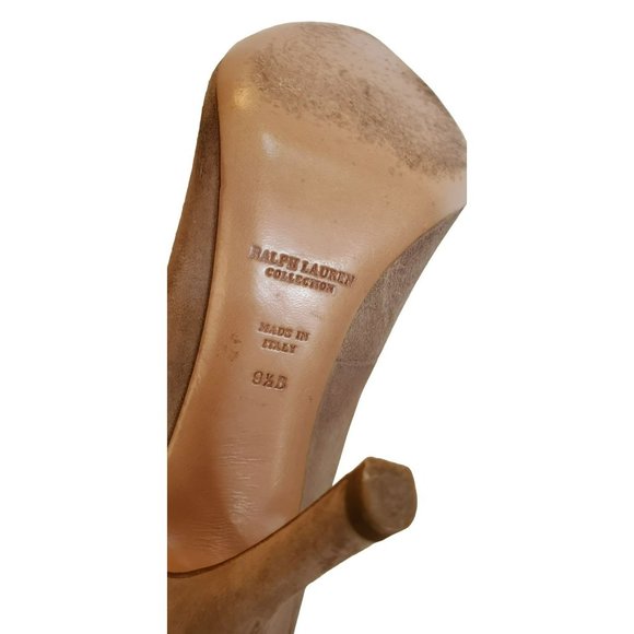 Ralph Lauren Collection Purple Label Taupe Suede Italy Ankle Strap Shoe 9.5 - Picture 7 of 8
